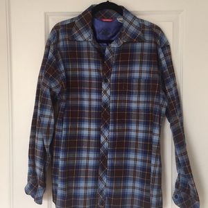 90’s Blue / Brown Flannel w/ silk lining